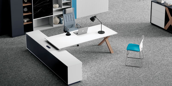 ?，斒宿k公家具|簡(jiǎn)格系列現(xiàn)代板式班臺(tái)書(shū)柜組合展廳實(shí)景展示